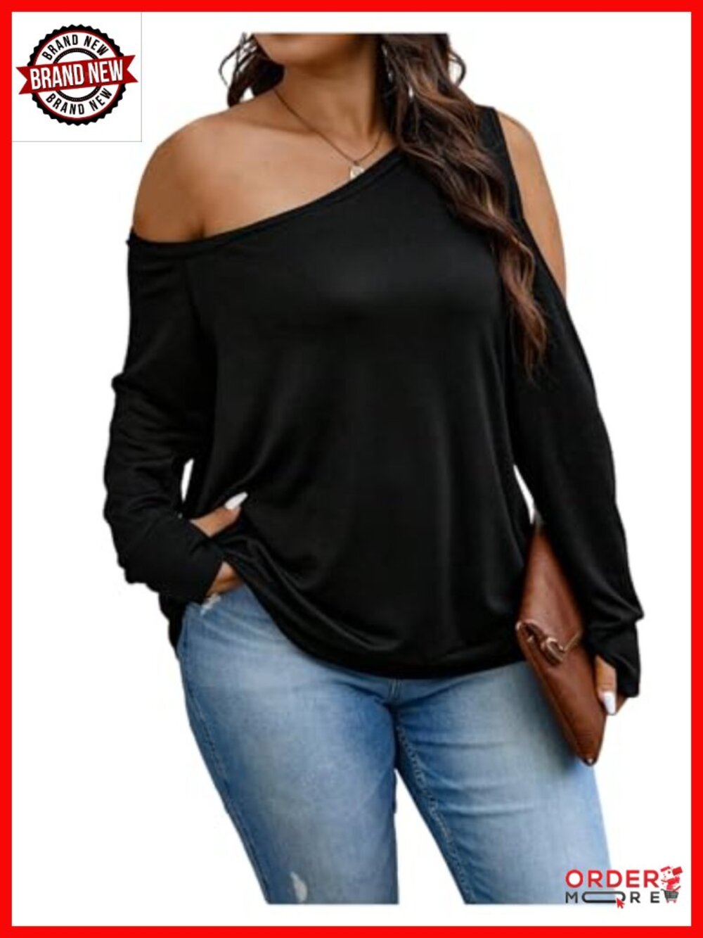Women's Plus Size Off The Shoulder Sweatshirt Cut Out Long Sleeve Pullover Top